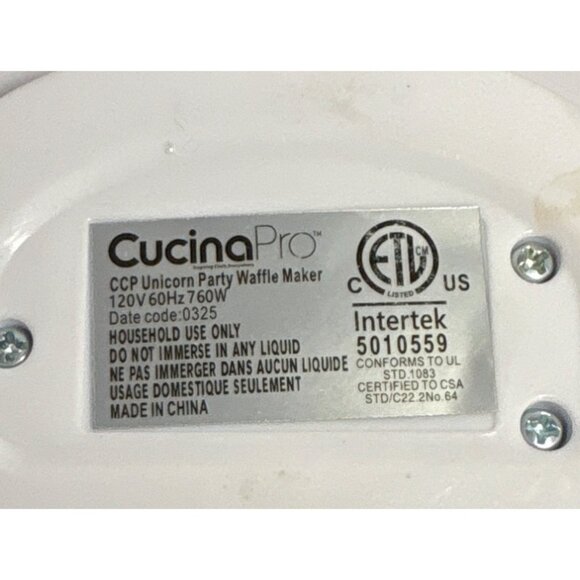 Waffle Wow Maker Unicorn Pony Party 120V 760W Non-Stick Plates CucinaPro - Picture 6 of 9